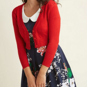 Modcloth Red Cropped Cardigan
